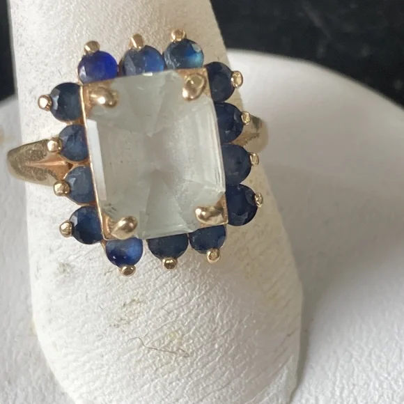 14k aquamarine and sapphire ring